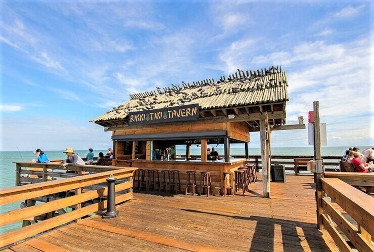 Oceanfront tiki bar on the Cocoa Beach Pier